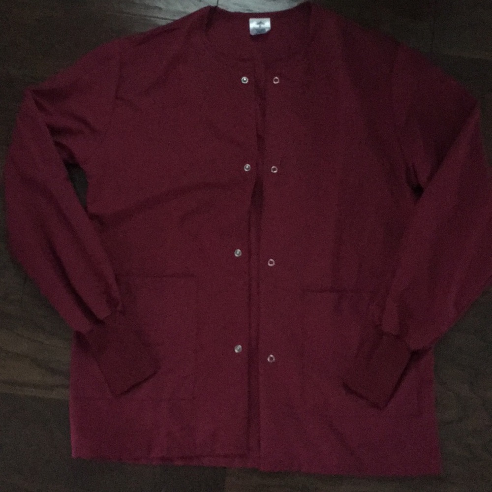 Scrub jacket. Maroon